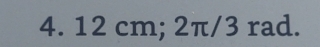 12 cm; 2π/3 rad.