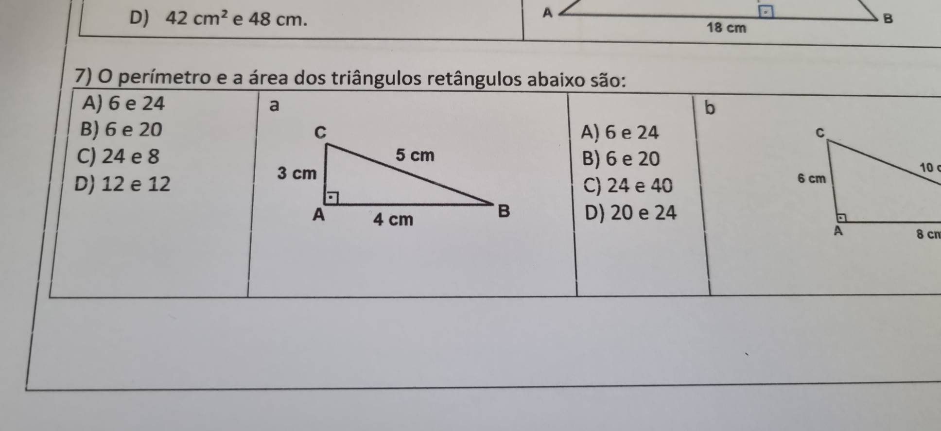 42cm^2 e 48 cm.