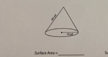 Surface Area =_  Su