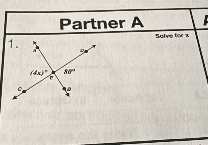 Partner A
Solve for x