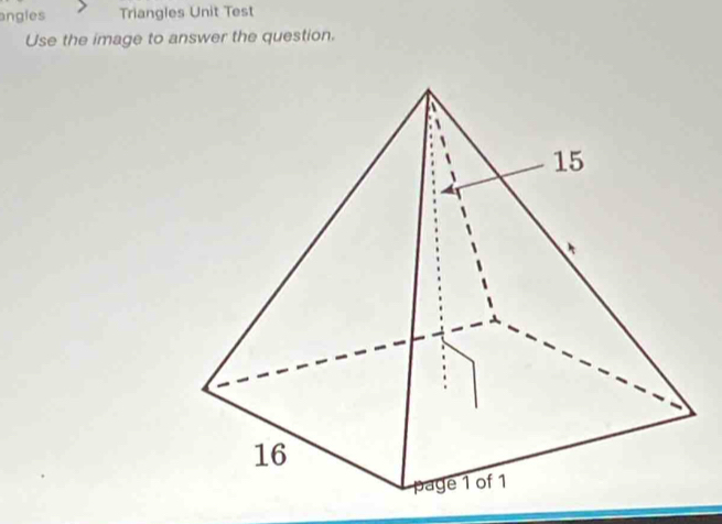 angles Triangles Unit Test 
Use the image to answer the question.