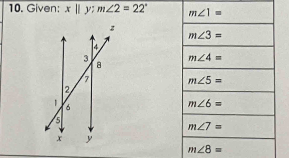 Given; x||y;m∠ 2=22°