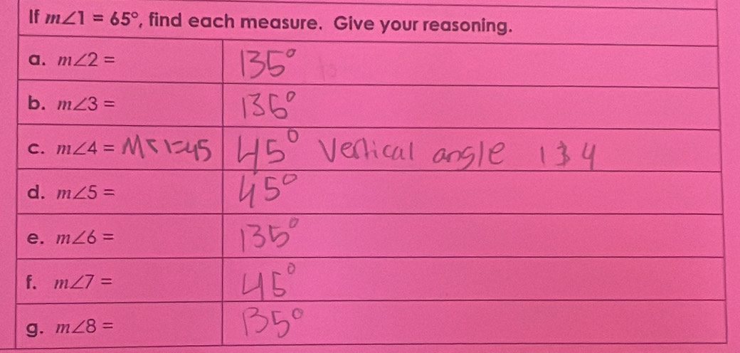 If m∠ 1=65°