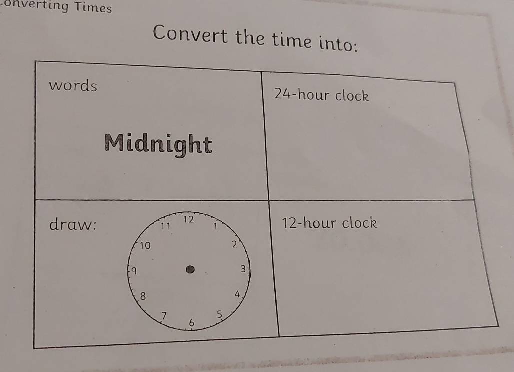 Converting Times 
Convert the time into: