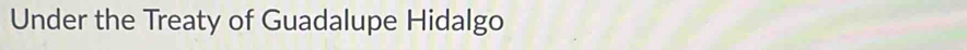 Under the Treaty of Guadalupe Hidalgo