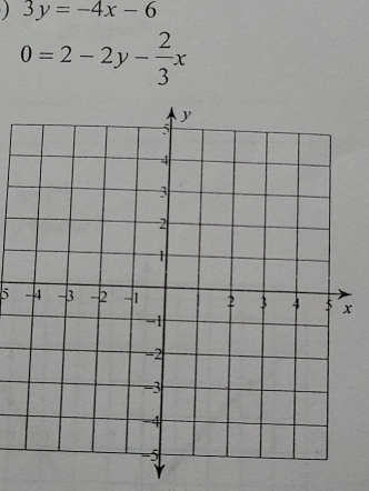 3y=-4x-6
0=2-2y- 2/3 x
5 x