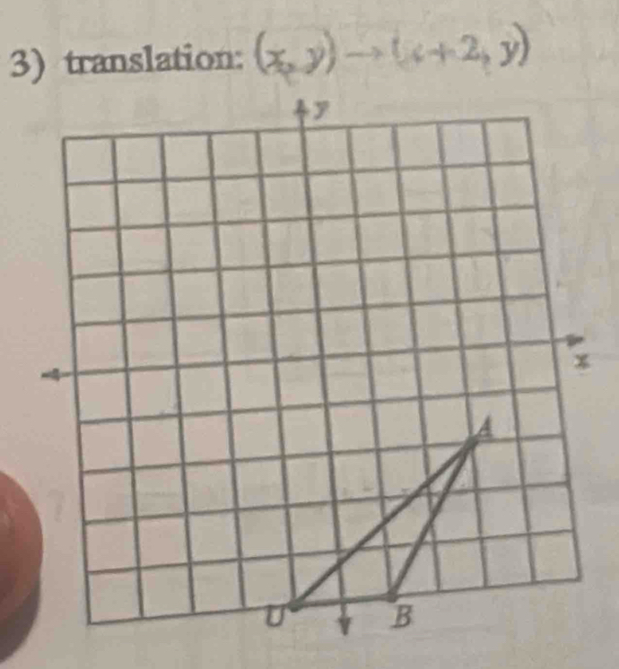 translation: (x,y)to (x+2,y)