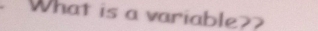 What is a variable??