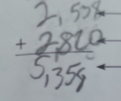 beginarrayr 2,536 +2,862 hline 5,358endarray