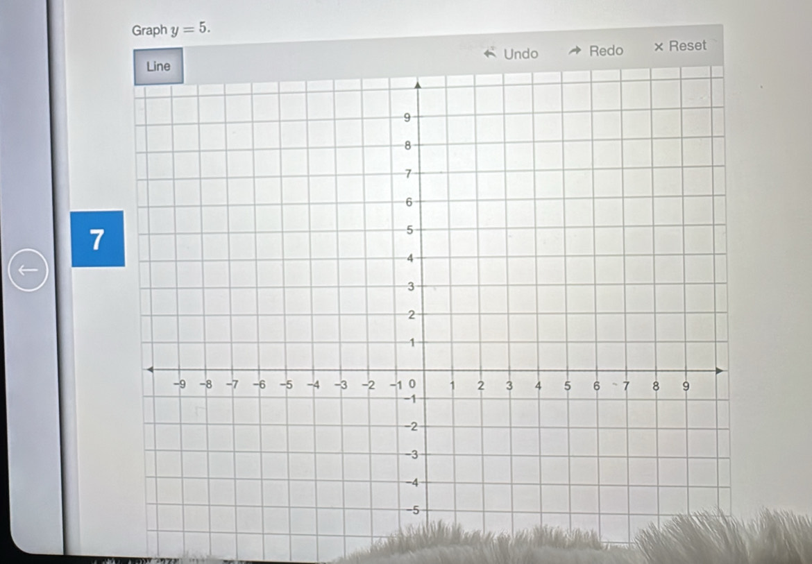 Graph y=5. 
Undo Redo × Reset
7