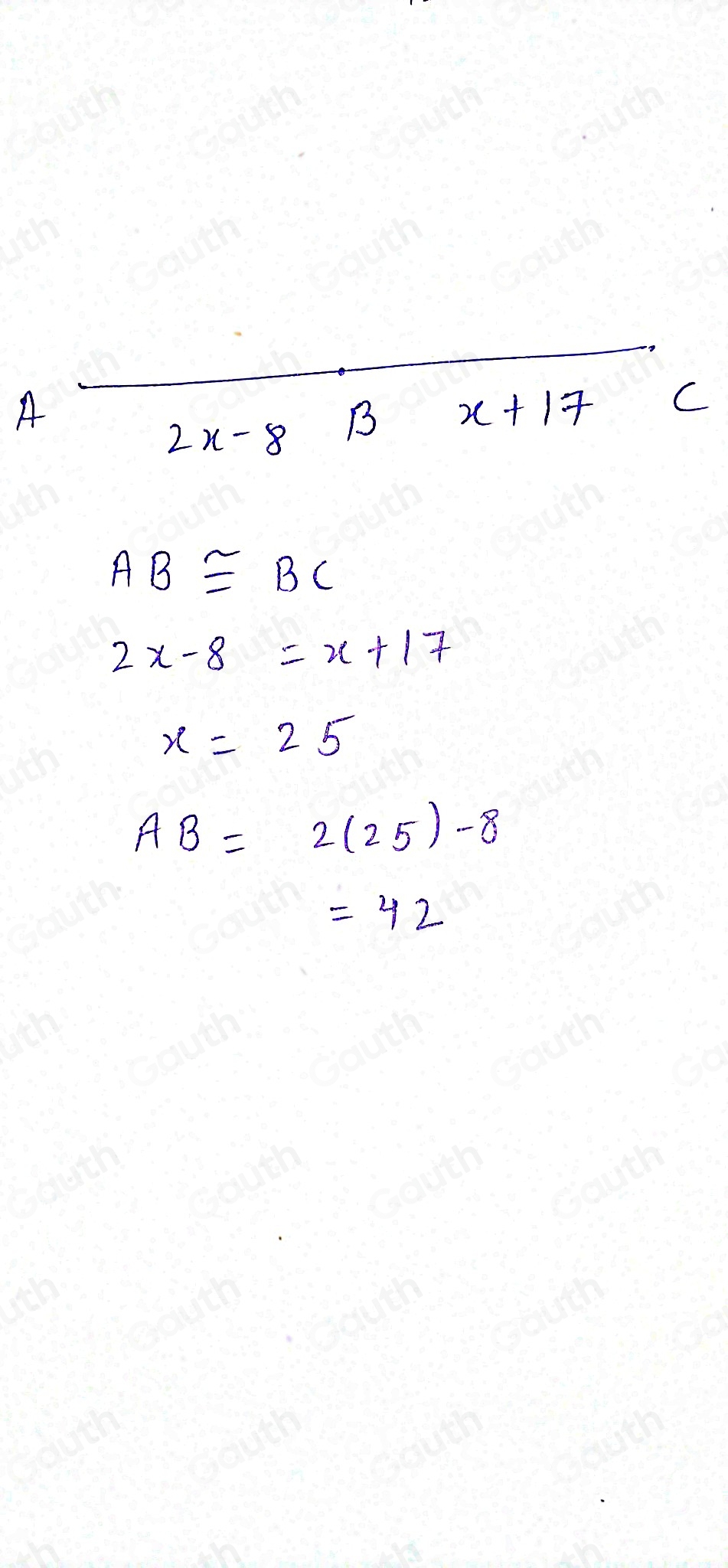Solved: Suppose AB B BC. A, B and C ae colimeer and B it betwen A and C ...