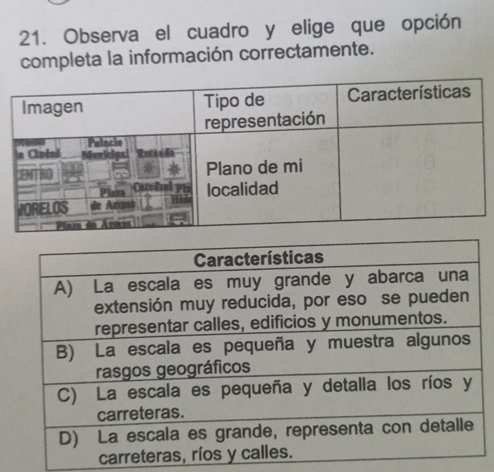 Observa el cuadro y elige que opción 
completa la información correctamente. 
c