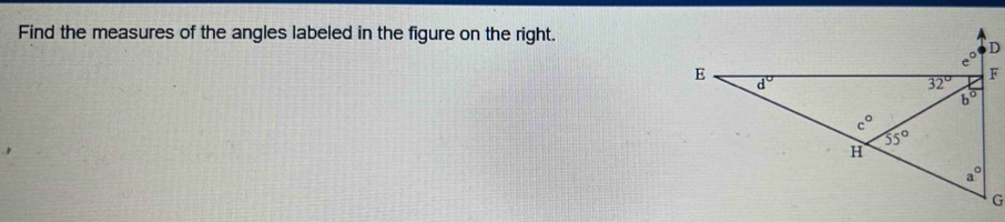 Find the measures of the angles labeled in the figure on the right.