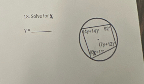 Solve for
y= _