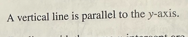 A vertical line is parallel to the y-axis.