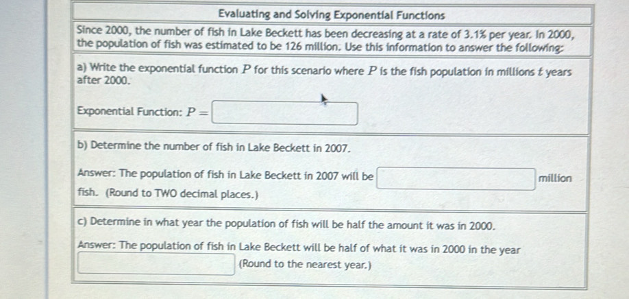 Evaluating and Solving Exp