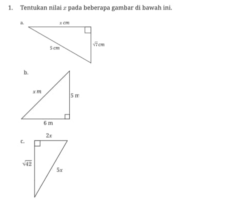 Tentukan nilai x pada beberapa gambar di bawah ini.