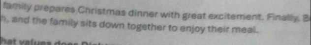 family prepares Christmas dinner with great excitement. Finally. B 
h, and the family sits down together to enjoy their meal.