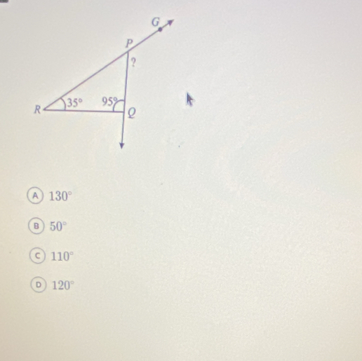 a 130°
B 50°
c 110°
D 120°