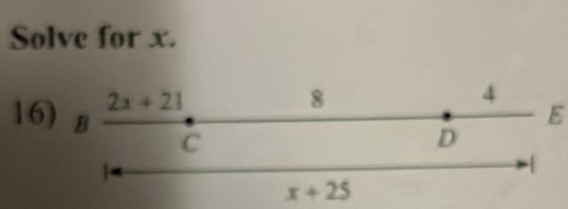 Solve for x.
E
1