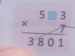 beginarrayr 5□ 3 * 7 hline 3801endarray