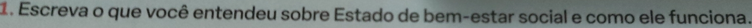 Escreva o que você entendeu sobre Estado de bem-estar social e como ele funciona.