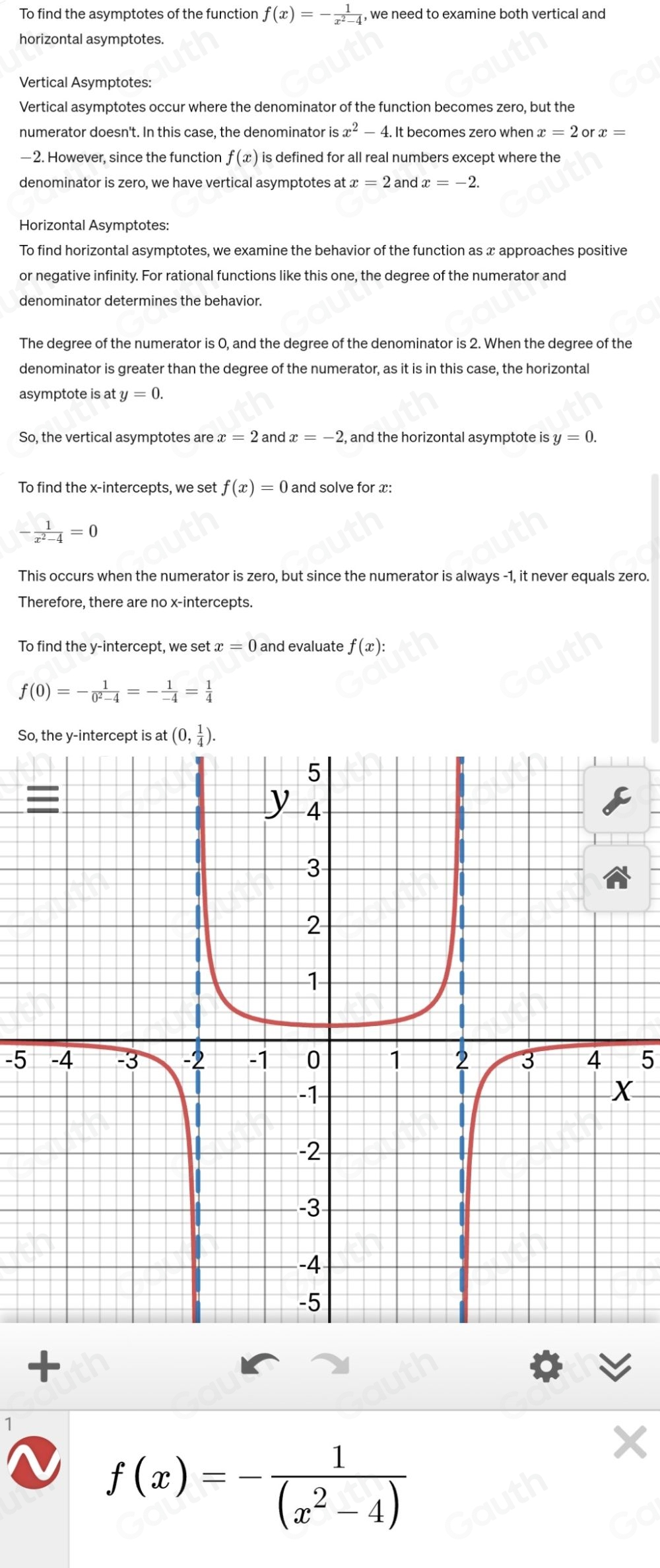 Solved: Find all asymptotes, x-intercepts, and y-intercepts for the ...