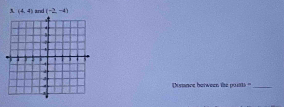 3 (4,4) and (-2,-4)
Distance between the points =_