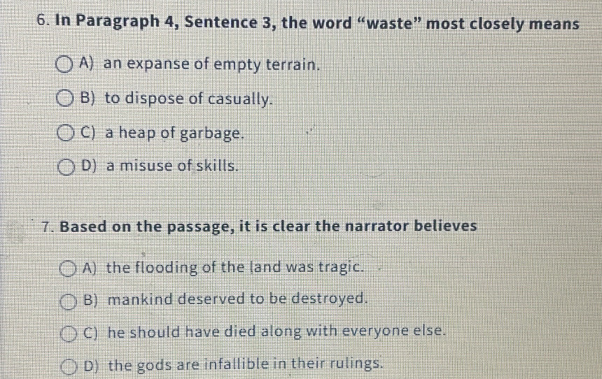 Solved: In Paragraph 4, Sentence 3, the word “waste” most closely means ...