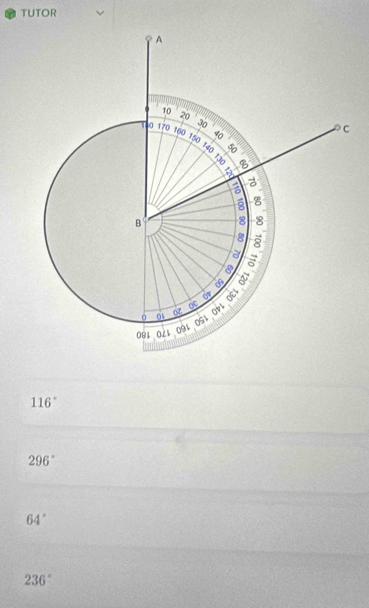 TUTOR
116°
296°
64°
236°