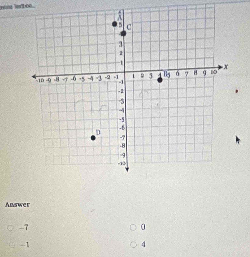 Intna Texiboa
Answer
-7
0
-1
4