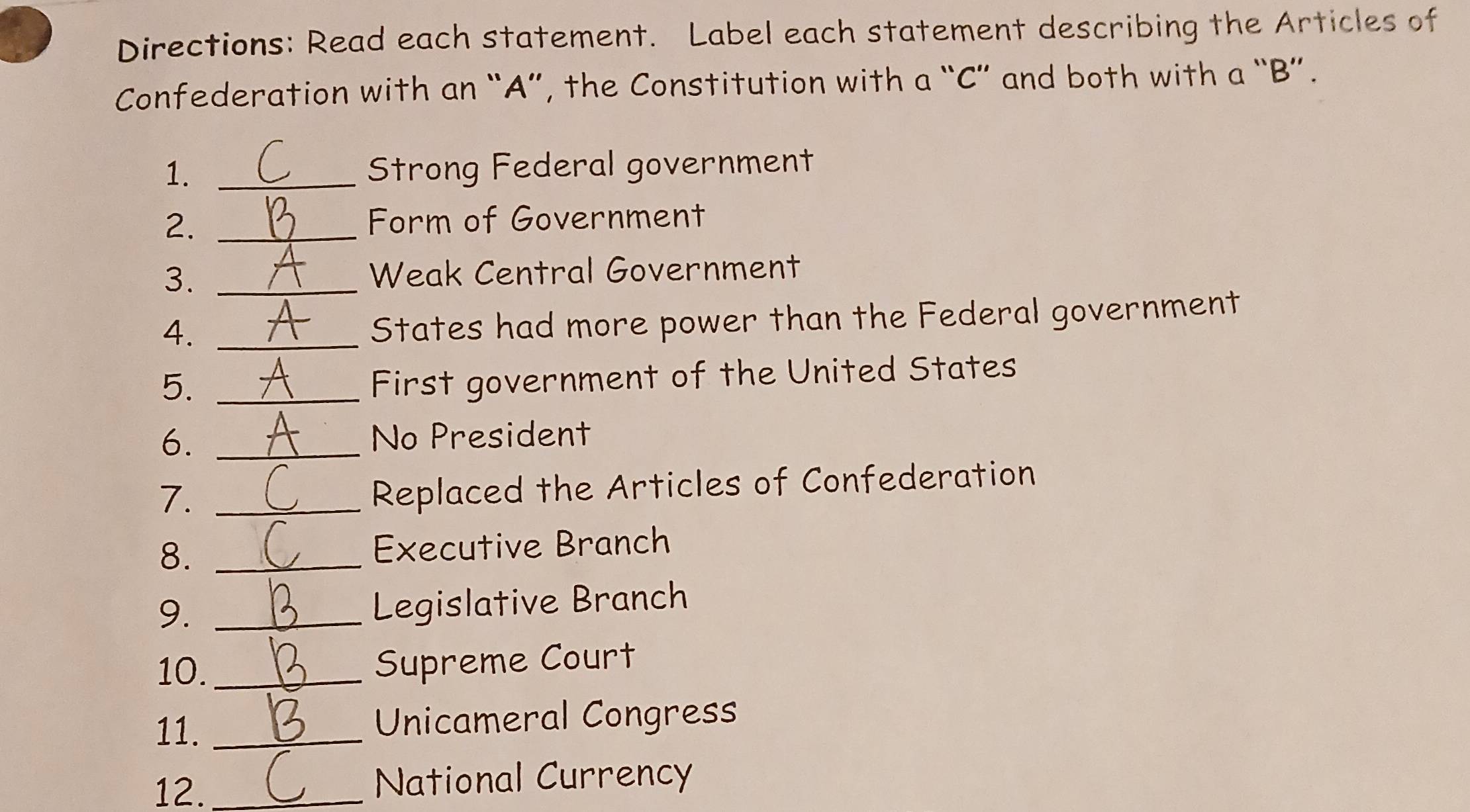 Solved: Directions: Read each statement. Label each statement ...