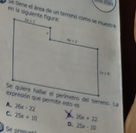 A. 26x-22 A 25x+22
C. 25x+10 D.
S preo 25x-10