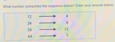 What number completes the sequence below? Enter your answer below.
4
8
12
?