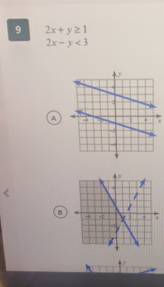 9 2x+y≥ 1
2x-y<3</tex> 
A x
B