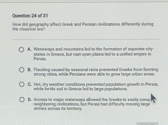 Solved: How did geography affect Greek and Persian civilizations ...