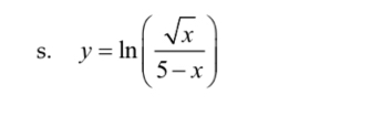 y=ln ( sqrt(x)/5-x )