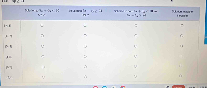 (6x-4y≥ 24
Gian out Nov 19 601 '