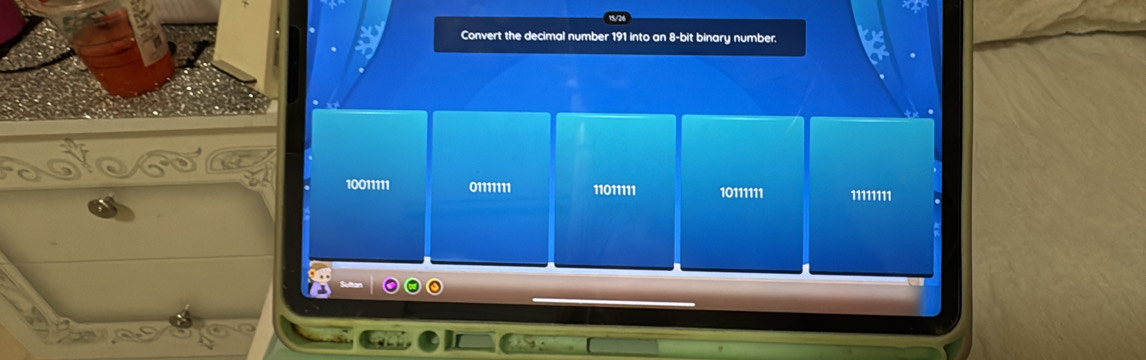 Convert the decimal number 191 into an 8 -bit binary number,
10011111 01111111 11011111 10111111 11111111