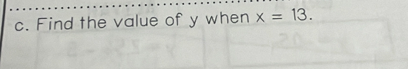 Find the value of y when x=13.