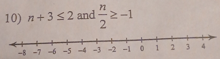 n+3≤ 2 and  n/2 ≥ -1