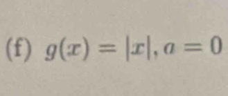 g(x)=|x|, a=0