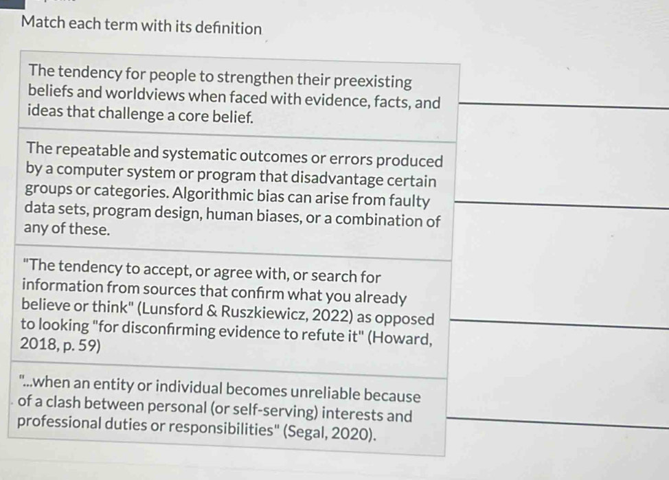 Match each term with its defnition 
2 
" 
o 
p