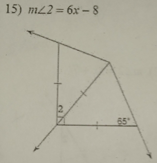 m∠ 2=6x-8