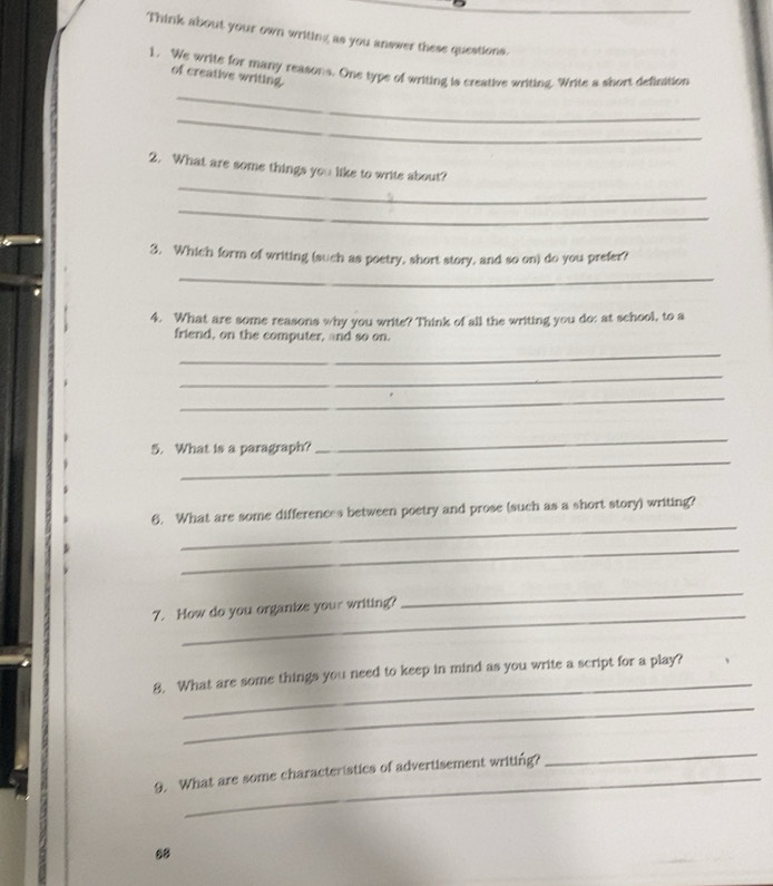 Solved: Think about your own writing as you answer these questions. _ 1 ...