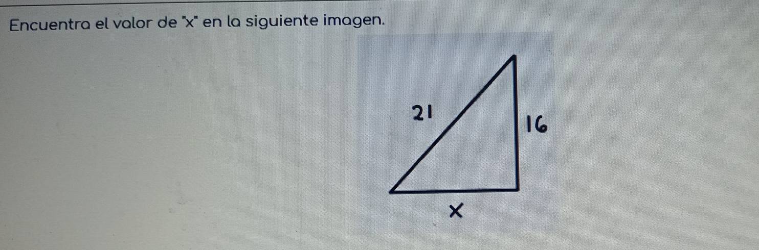 Encuentra el valor de '' x '' en la siguiente imagen.