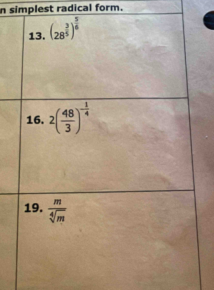 simplest radical form.