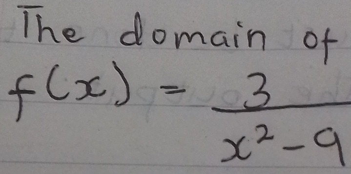 The domain of
f(x)= 3/x^2-9 