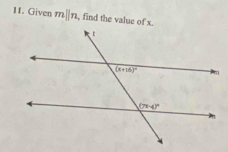 Given m||n , find the value of x.