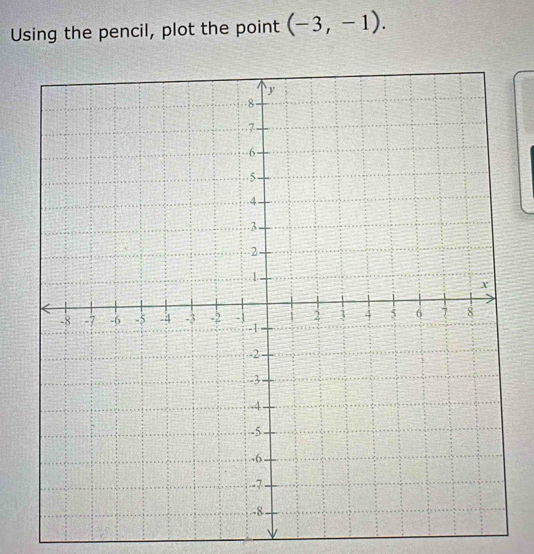 Using the pencil, plot the point (-3,-1).